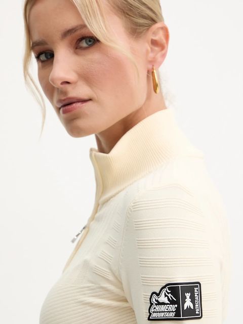 Patrizia Pepe sweter damski kolor beżowy lekki z półgolfem 2K0361 K667