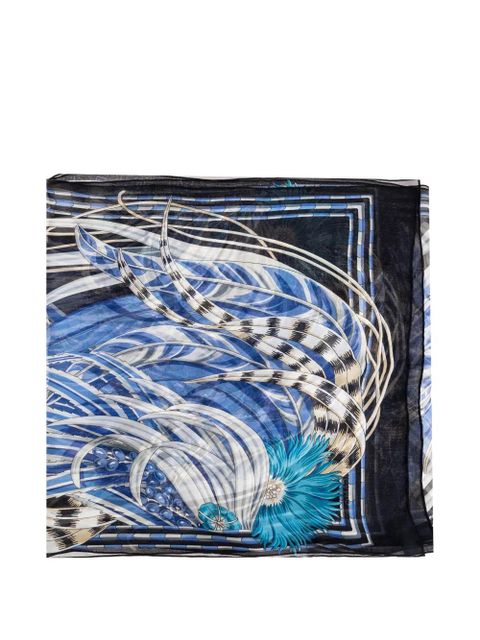 Ferragamo flower-print silk scarf - Blue - zdjęcie produktu nr 1
