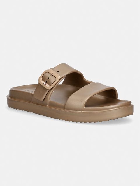 Tommy Hilfiger klapki damskie TH DOUBLE STRAP SANDAL PEARL - zdjęcie produktu nr 1