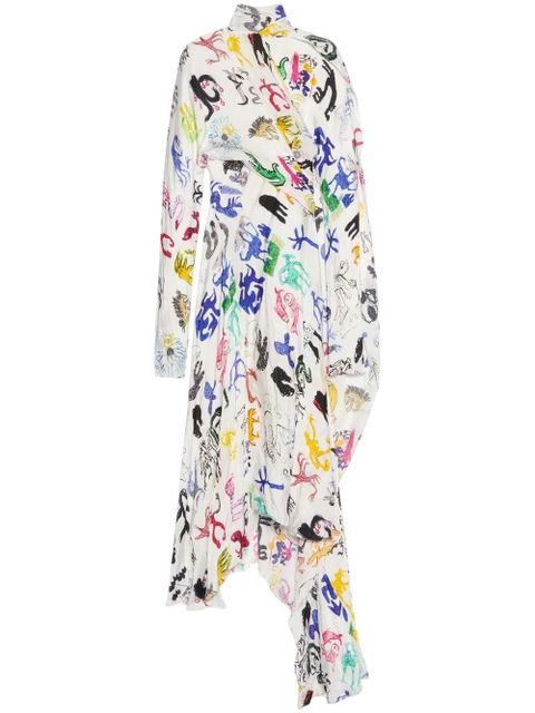 Balenciaga artist doodles twisted dress - White - zdjęcie produktu nr 1