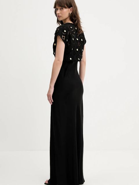 Never Fully Dressed sukienka z domieszką wełny kolor czarny maxi prosta NFDDR2058