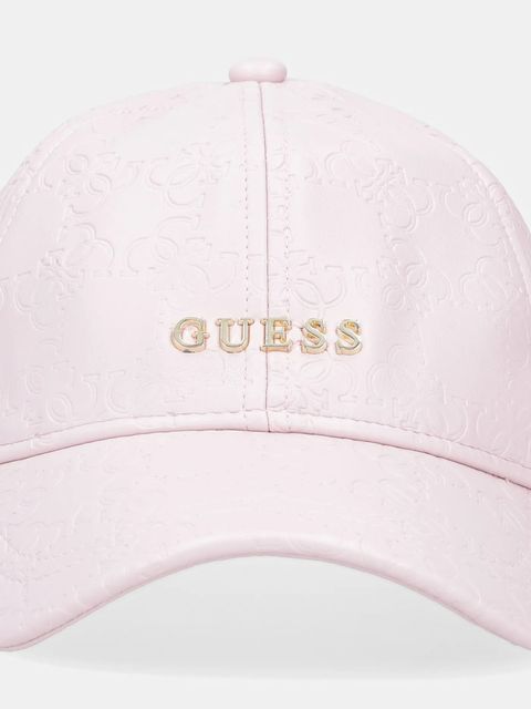 Guess czapka z daszkiem EMBOSSED kolor różowy z aplikacją V5RZ00 WH8D0