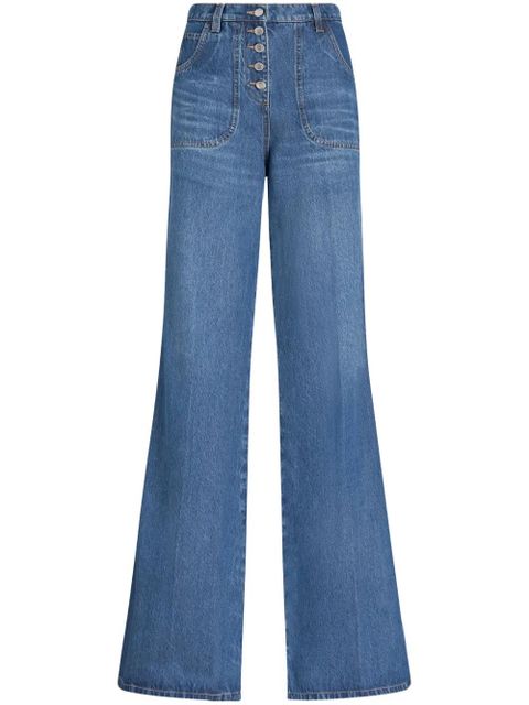 ETRO floral-embroidered flared jeans - Blue - zdjęcie produktu nr 1