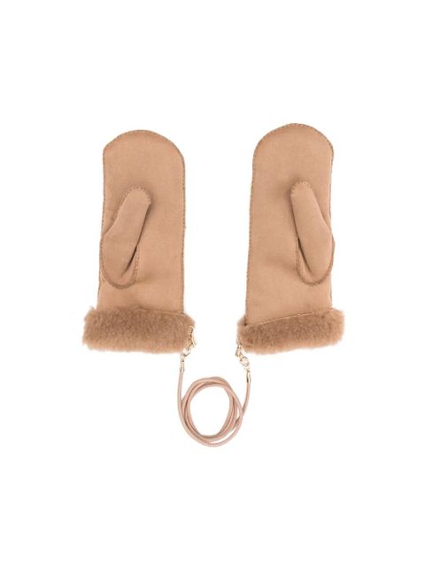 Max Mara faux-shearling trimmed mittens - Brown