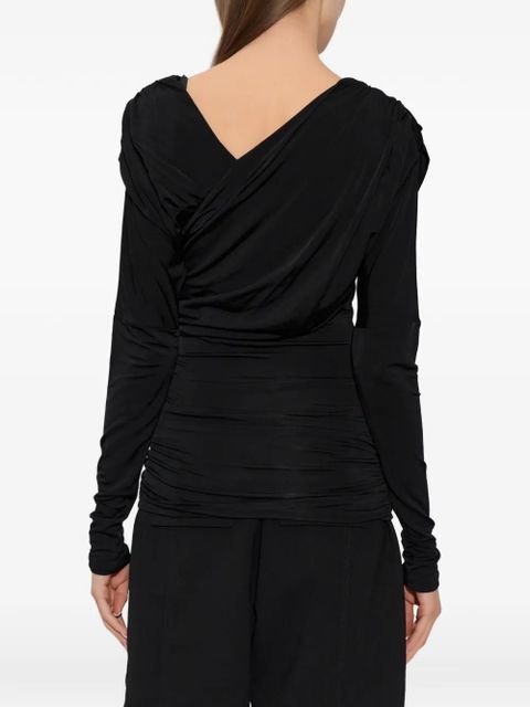 GANNI draped long-sleeve top - Black