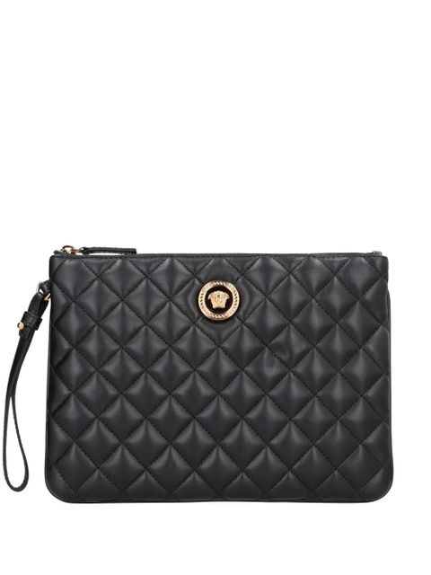 Versace quilted logo leather clutch bag - Black - zdjęcie produktu nr 1