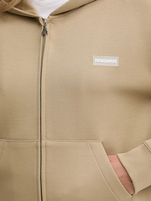 Patrizia Pepe bluza damska kolor beżowy z kapturem gładka 8M1707 J305