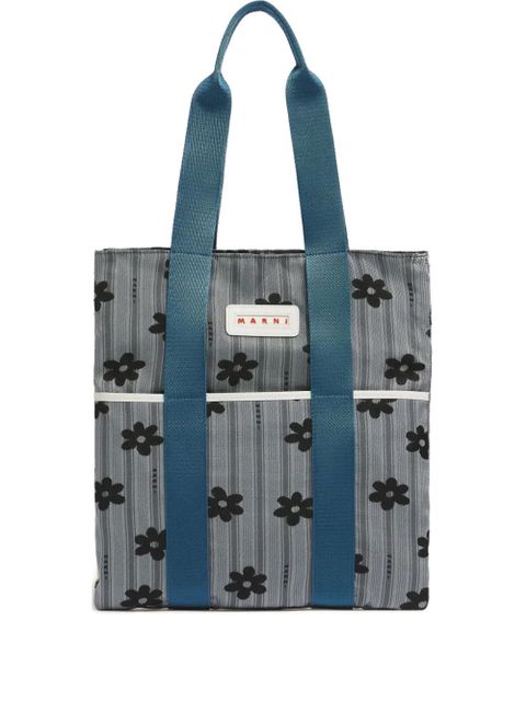 Marni floral tape-handles tote bag - Blue - zdjęcie produktu nr 1