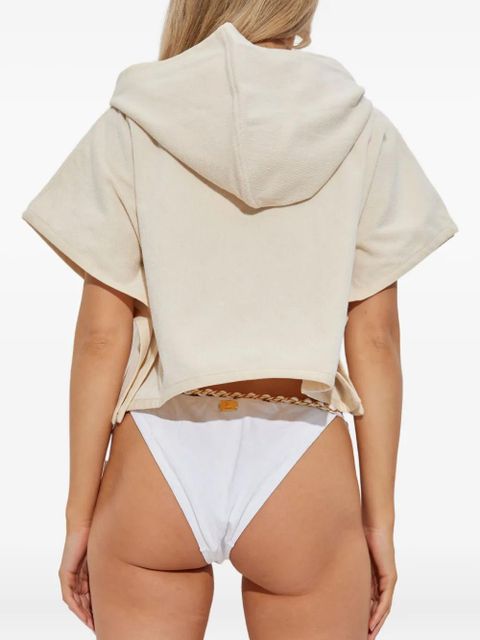 Balmain short-sleeve cotton hoodie - Neutrals