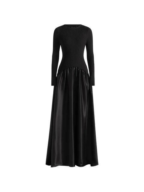Manière De Voir Adeline knit and satin curved-hem black maxi dress - zdjęcie produktu nr 1