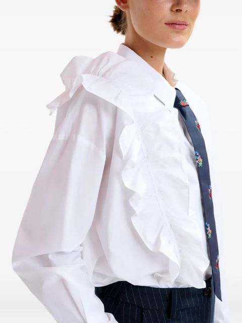 Essentiel Antwerp ruffle-detail cotton shirt - White