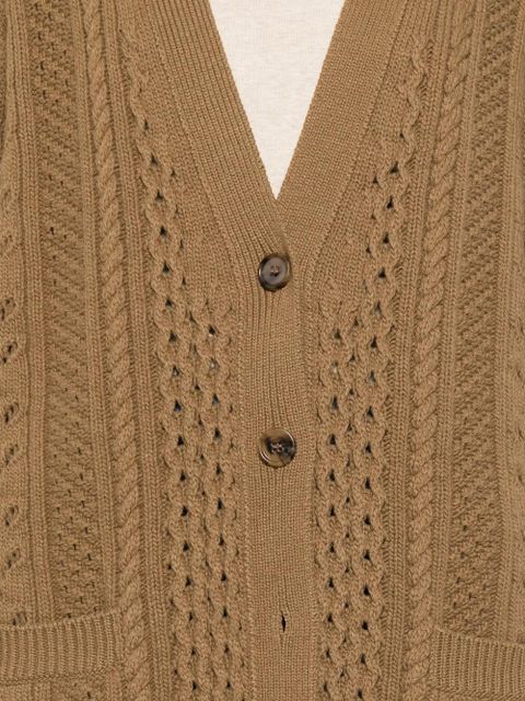 Chloé cable-knit pointelle cardigan - Green