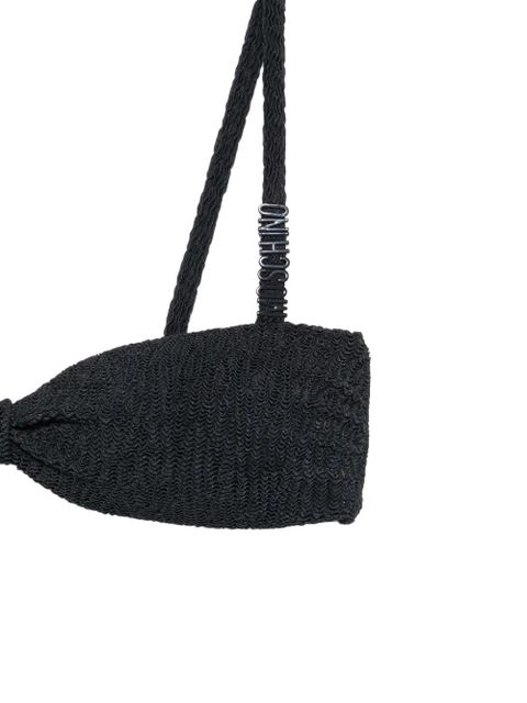 Moschino logo-detail crinkled bikini top - Black