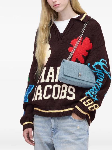 Marc Jacobs The Slim croc suede dual-chain shoulder bag - Blue - zdjęcie produktu nr 2