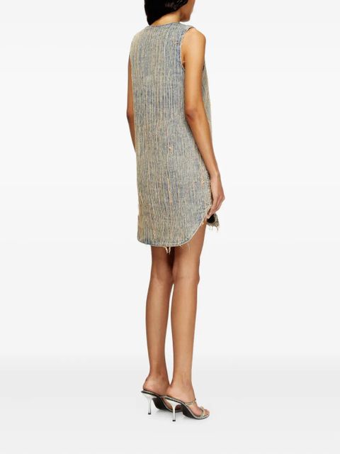 Diesel De Laris frayed V-neck asymmetric day dress - Blue