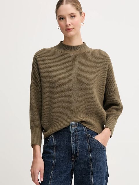 OUI sweter z dodatkiem wełny damski kolor zielony z golfem 94268 - zdjęcie produktu nr 1