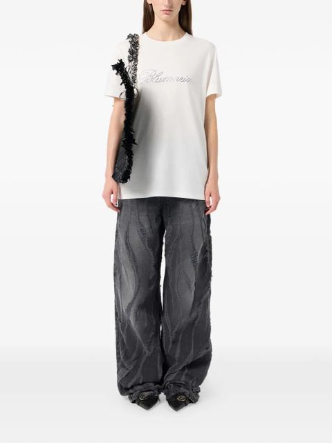 Blumarine logo-embroidered jersey T-shirt - White