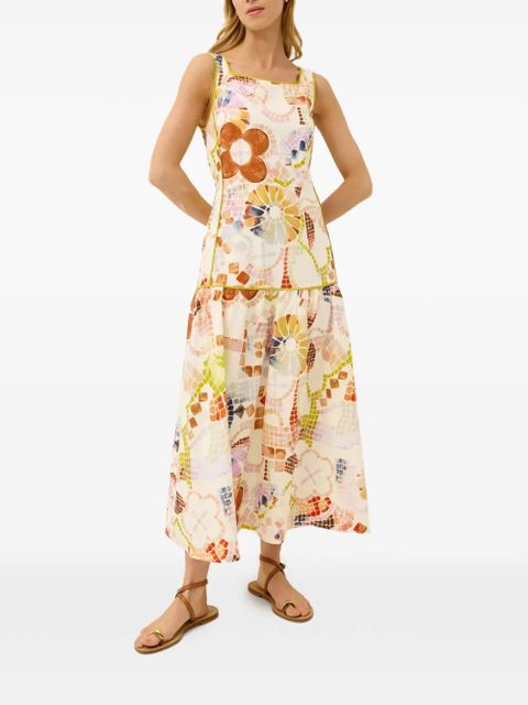 Marie Oliver Jada mosaic-print tiered dress - Neutrals