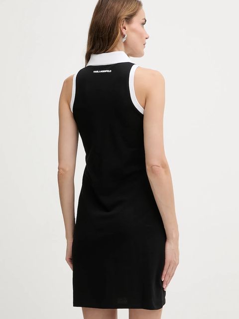 Karl Lagerfeld sukienka bawełniana IKON kolor czarny mini prosta B1W13032