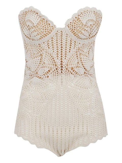 Magda Butrym crochet scalloped bodysuit - Neutrals - zdjęcie produktu nr 1