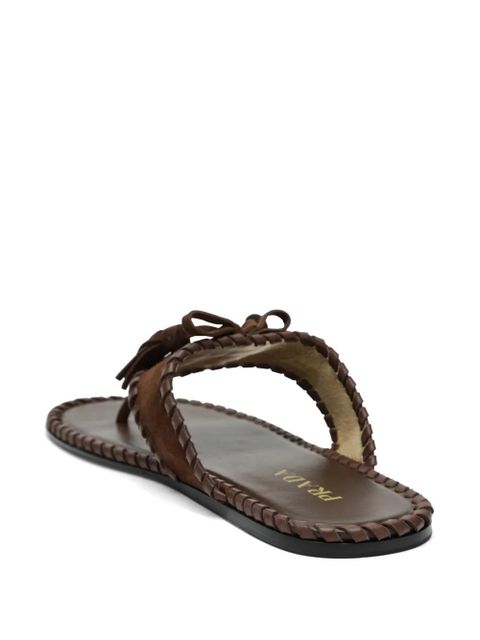 Prada suede flat sandals - Brown