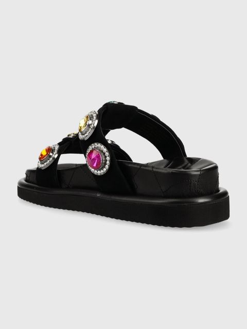 Kurt Geiger London klapki skórzane Orson damskie kolor czarny na platformie 9107100209