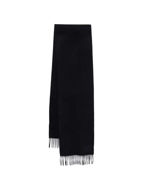 Max Mara fringed-hem logo-embroidered scarf - Blue - zdjęcie produktu nr 1