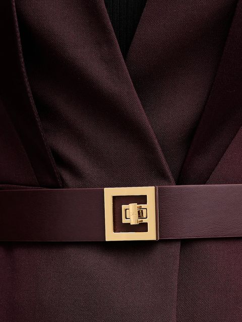 Elisabetta Franchi marynarka z dodatkiem wełny kolor bordowy dwurzędowa gładka GI17656E2