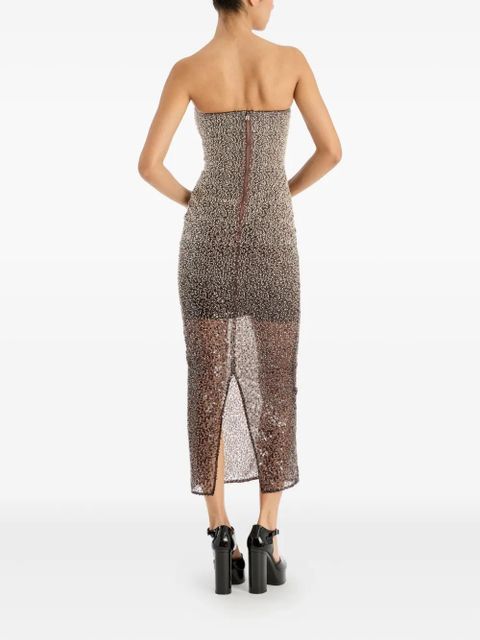 ROTATE BIRGER CHRISTENSEN beaded midi tube dress - Brown