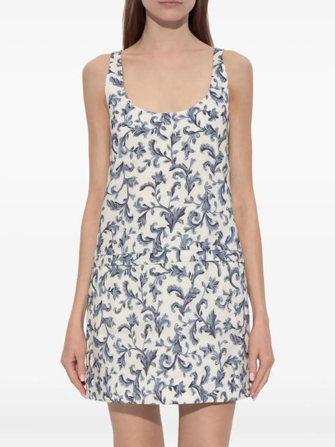 Posse Rue baroque-print mini dress - White