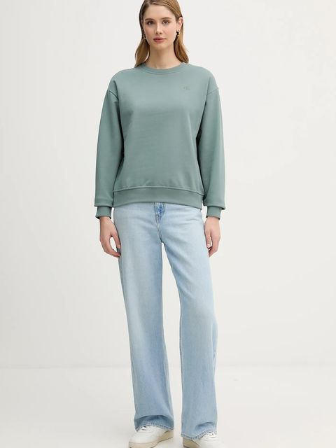 Calvin Klein Jeans bluza damska kolor turkusowy gładka LV047B236G