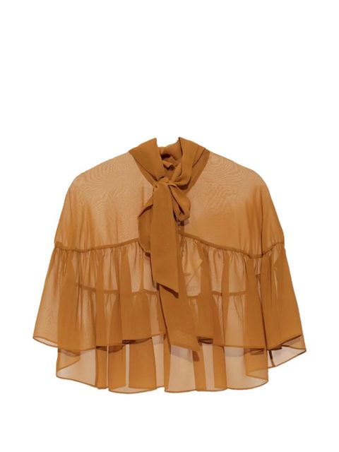 Max Mara tie neck ruffled jacket - Brown - zdjęcie produktu nr 1