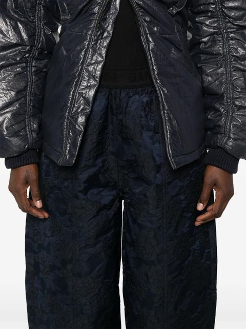 GANNI botanical-jacquard trousers - Blue
