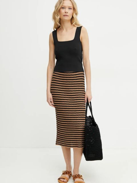 Weekend Max Mara spódnica kolor brązowy midi ołówkowa 2515301012600