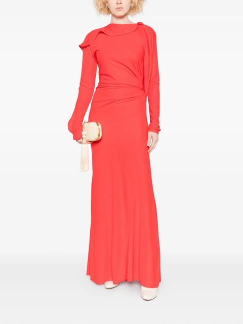 Victoria Beckham draped long-sleeve maxi dress - Red - zdjęcie produktu nr 2