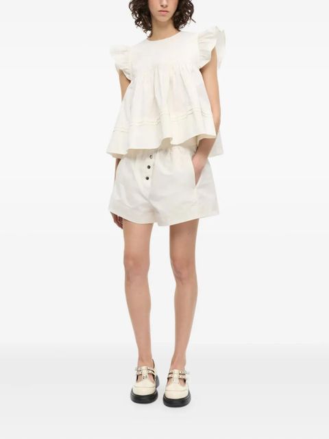 GANNI ruffle-detail top - White