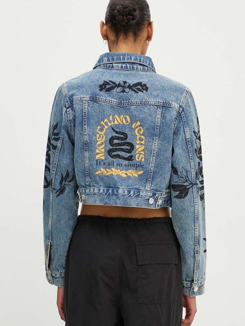 Moschino Jeans kurtka jeansowa damska kolor niebieski przejściowa 0501.8221