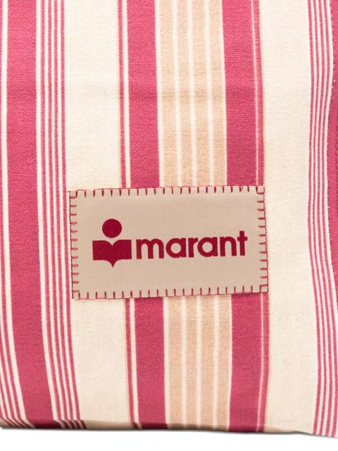 ISABEL MARANT Yenky striped logo patch tote bag - Pink