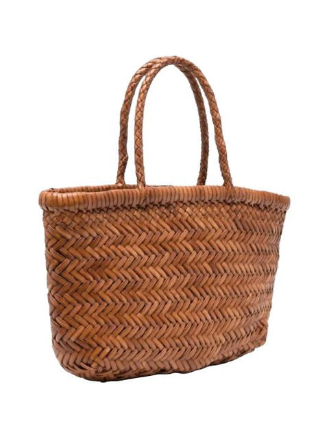 DRAGON DIFFUSION mini Flat Gora braided-handle tote bag - Brown