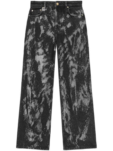 GANNI painterly-print palazzo trousers - Black - zdjęcie produktu nr 1
