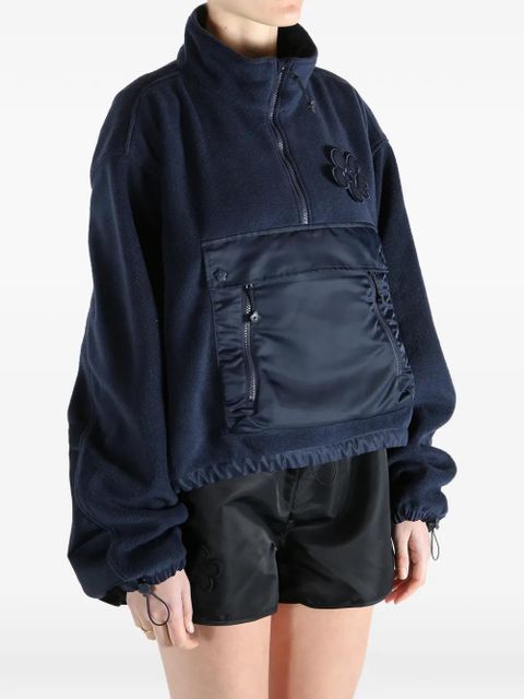 Cecilie Bahnsen flower-appliqué half-zip sweatshirt - Blue