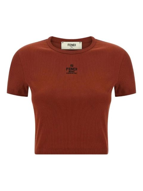 FENDI logo-embroidered T-shirt - Brown - zdjęcie produktu nr 1