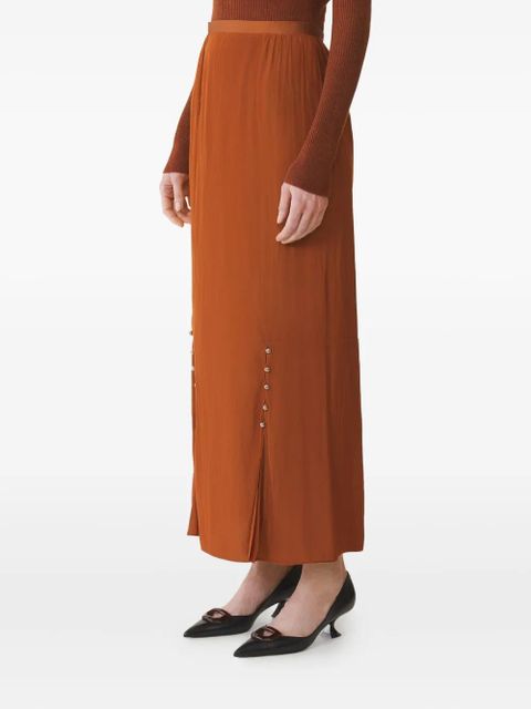 Lanvin pleated button-detail skirt - Orange
