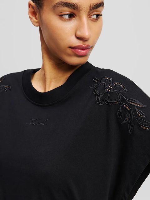 Karl Lagerfeld t-shirt bawełniany damski kolor czarny A2W17060