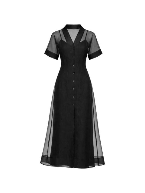 STAUD Elle V-neck button dress - Black - zdjęcie produktu nr 1