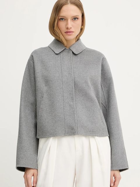 BOSS płaszcz wełniany damski kolor szary przejściowy 50543170 - zdjęcie produktu nr 1