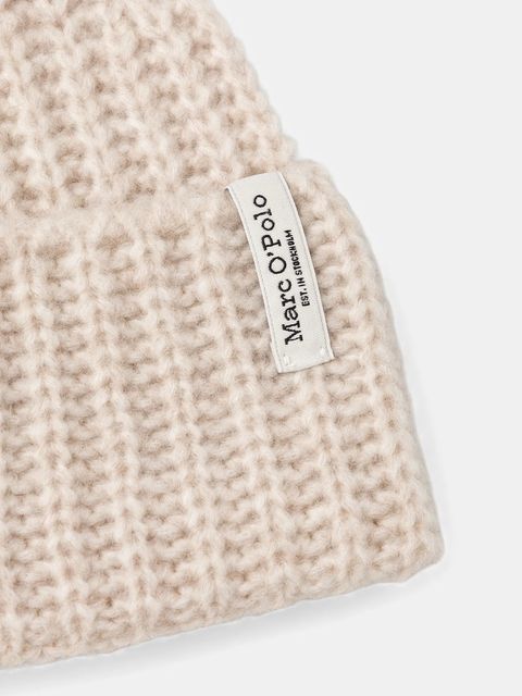 Marc O'Polo czapka z dodatkiem wełny kolor beżowy 509612101041 - zdjęcie produktu nr 2