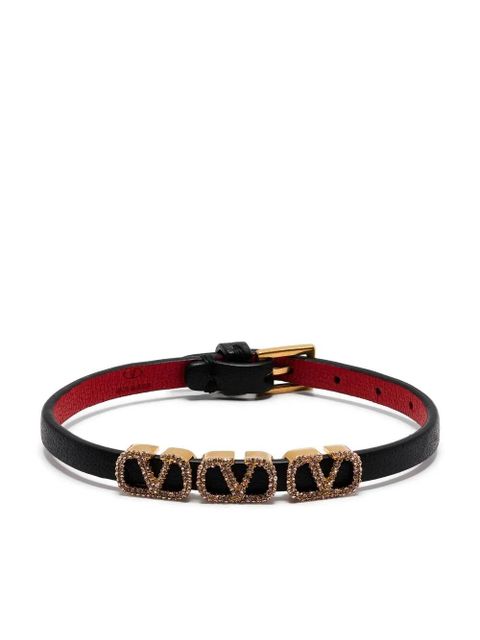 Valentino Garavani VLogo Signature leather bracelet - Black - zdjęcie produktu nr 1