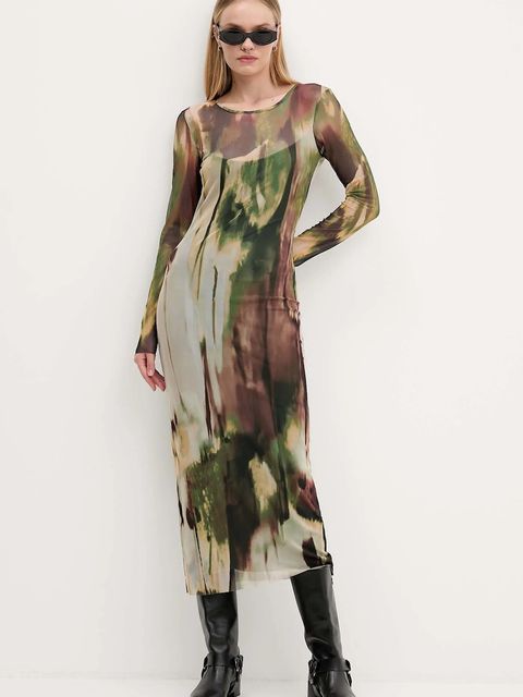 Desigual sukienka GODIVA kolor zielony maxi prosta 25WWVK41