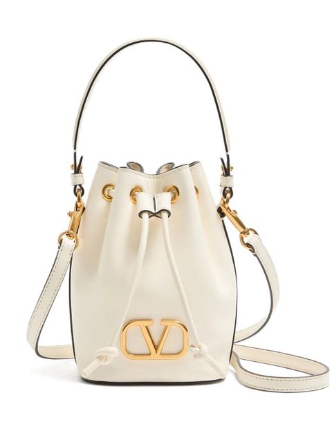 Valentino Garavani mini VLogo Signature leather bucket bag - Neutrals - zdjęcie produktu nr 1